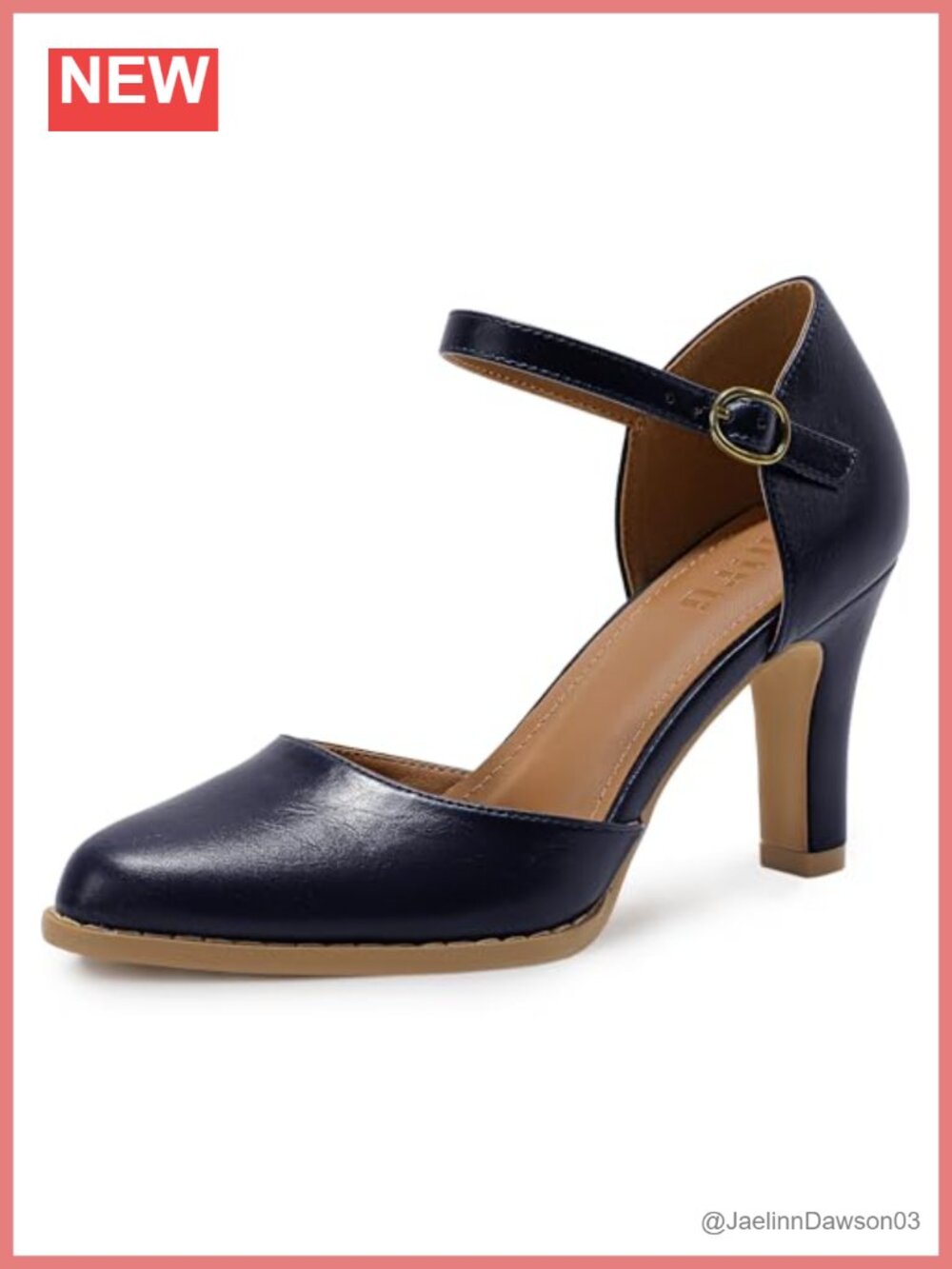 Chunky High Heels Dress Shoes Women Pumps D'Orsay Closed Toe Ankle Strap Block